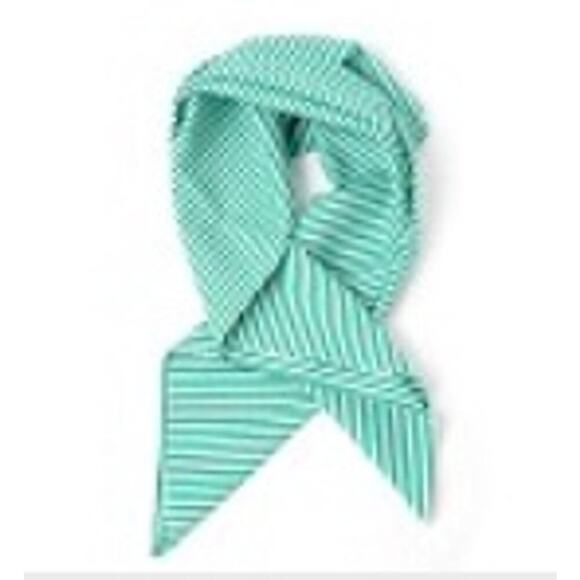 Unique Vintage Green and White Striped Pin up 1950s Scarf New with Tags - Picture 1 of 2